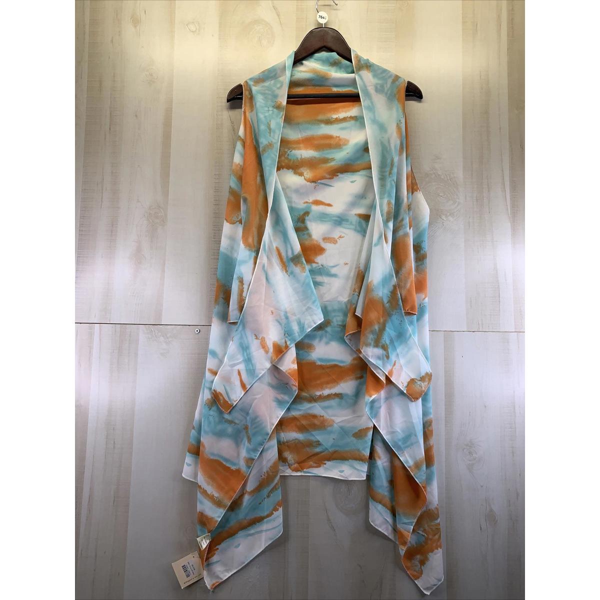 L.I.B New York Womens Abstract Print Chiffon Vest Nwt-7649